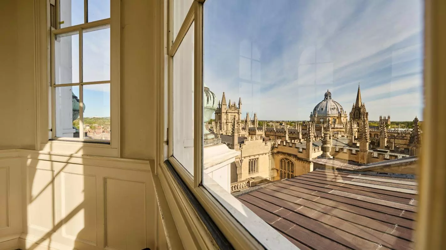 A view from the Cupola's window looking toward the Radcliffe Camera