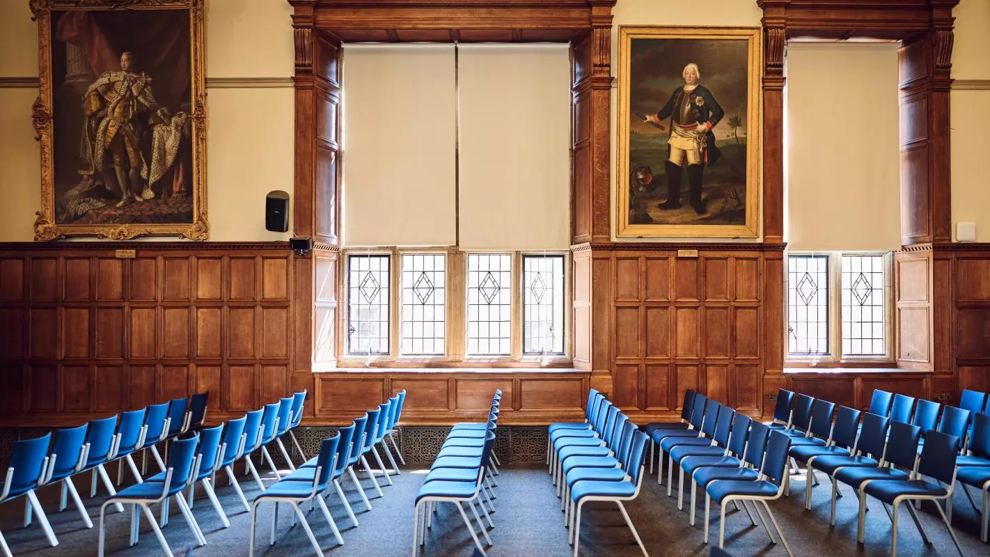 Rows of chairs in the South Writing School