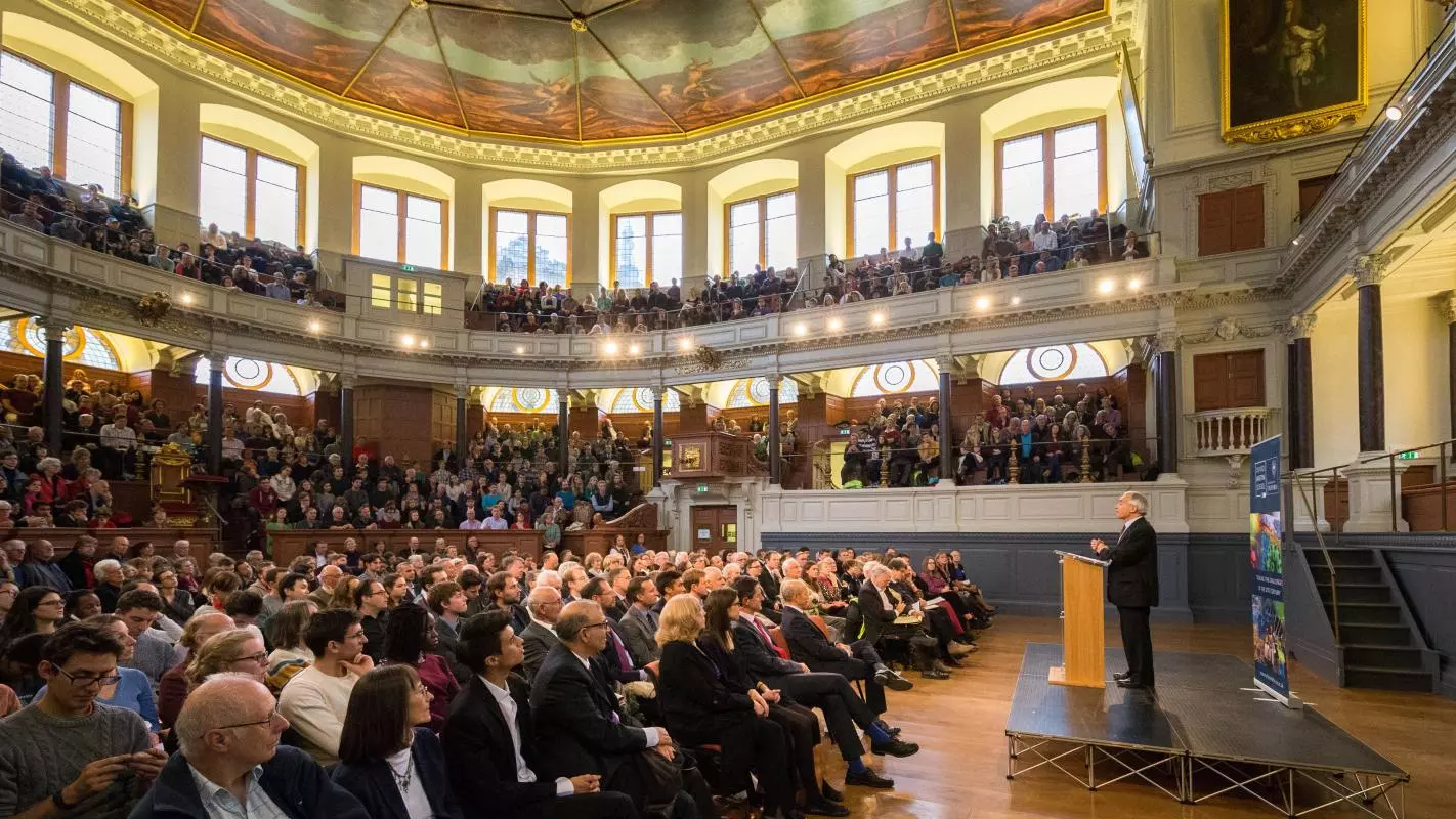 Sheldonian theatre set up for a lecture