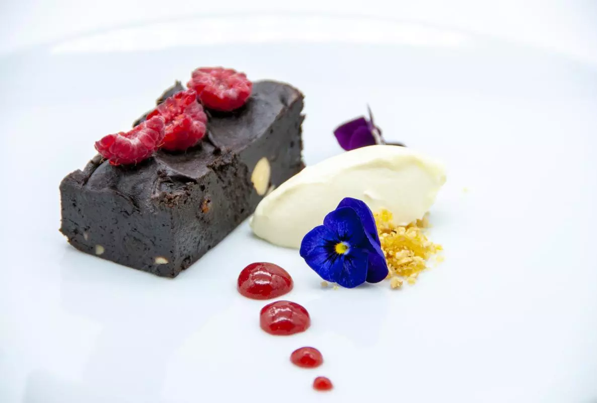 A fine dining dessert