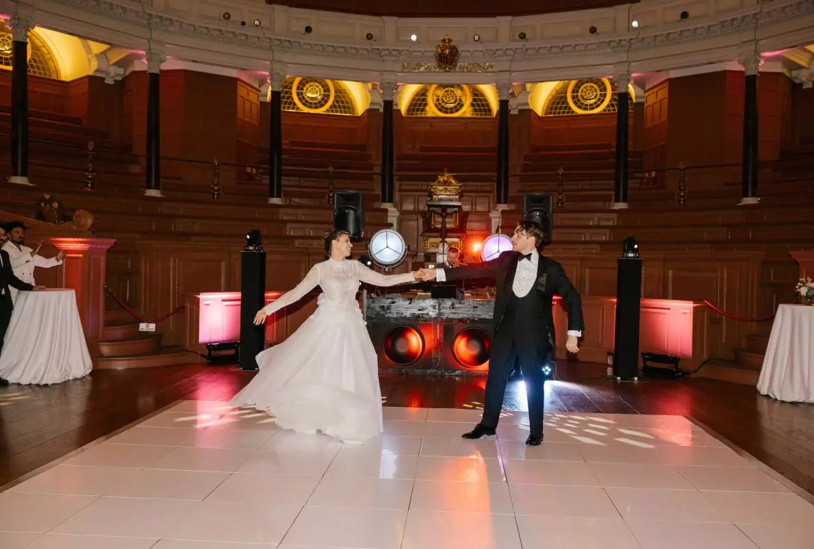 A wedding reception at the Sheldonian Theatre