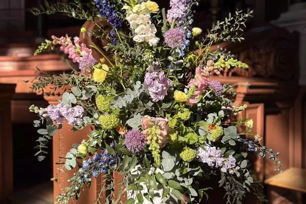 Flowers on a pedestal