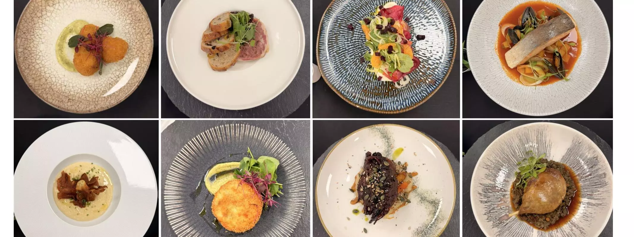 several dishes from the autumn and winter fine dining menu